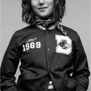 GAP Black Varsity Jacket with White Embroidery